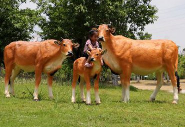 仿真玻璃鋼黃牛動物雕塑